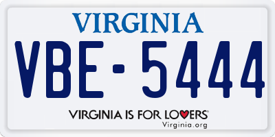 VA license plate VBE5444