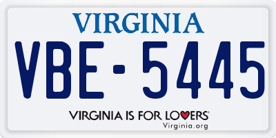 VA license plate VBE5445