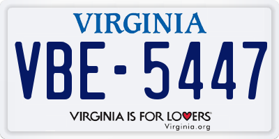VA license plate VBE5447