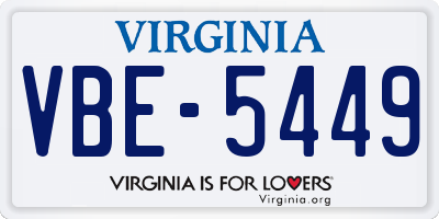 VA license plate VBE5449