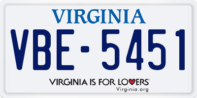 VA license plate VBE5451