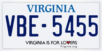 VA license plate VBE5455