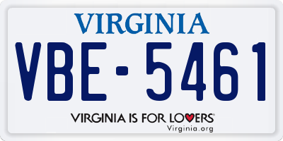 VA license plate VBE5461