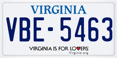 VA license plate VBE5463