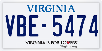 VA license plate VBE5474
