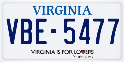 VA license plate VBE5477