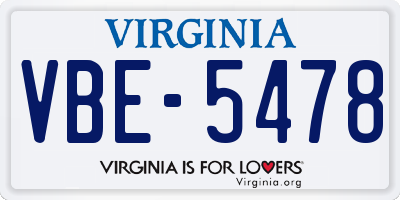 VA license plate VBE5478