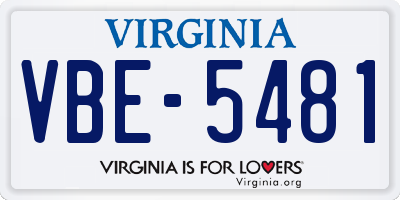 VA license plate VBE5481