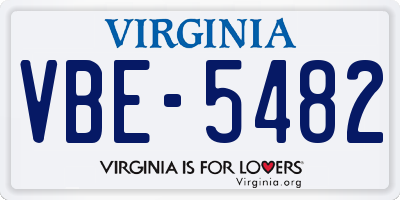 VA license plate VBE5482