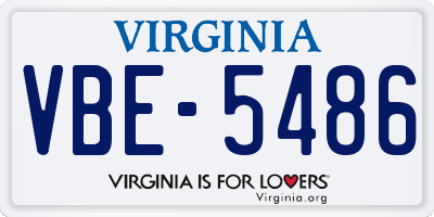 VA license plate VBE5486