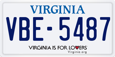 VA license plate VBE5487
