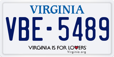 VA license plate VBE5489
