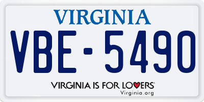 VA license plate VBE5490