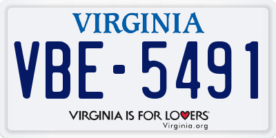 VA license plate VBE5491