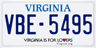 VA license plate VBE5495