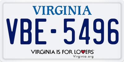 VA license plate VBE5496