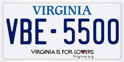 VA license plate VBE5500