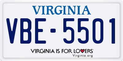 VA license plate VBE5501