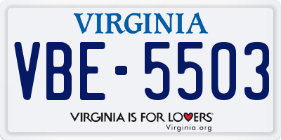 VA license plate VBE5503