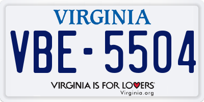 VA license plate VBE5504