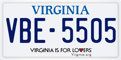 VA license plate VBE5505
