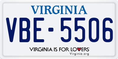 VA license plate VBE5506
