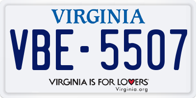 VA license plate VBE5507