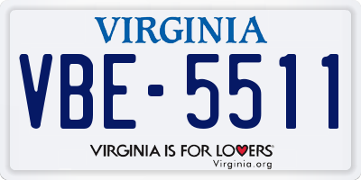 VA license plate VBE5511