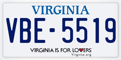 VA license plate VBE5519