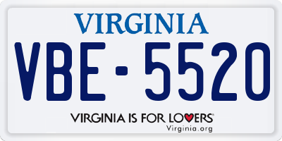 VA license plate VBE5520