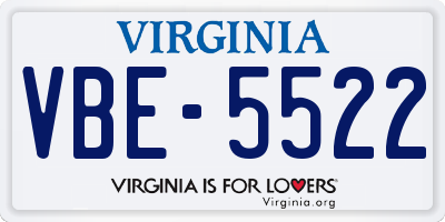 VA license plate VBE5522