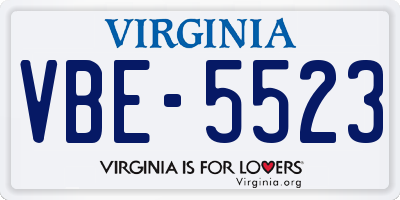 VA license plate VBE5523