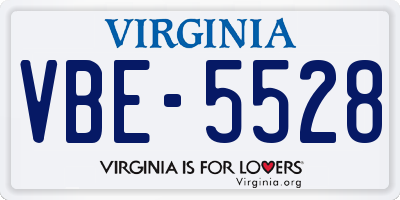 VA license plate VBE5528