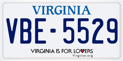 VA license plate VBE5529