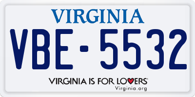 VA license plate VBE5532