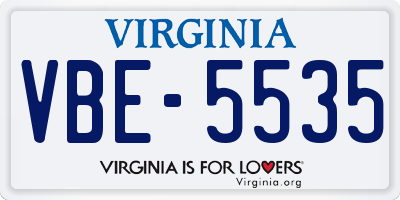 VA license plate VBE5535