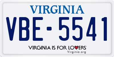 VA license plate VBE5541
