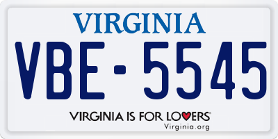 VA license plate VBE5545