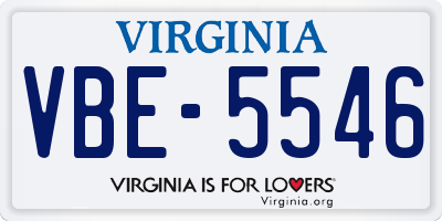 VA license plate VBE5546