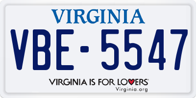 VA license plate VBE5547