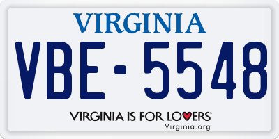 VA license plate VBE5548