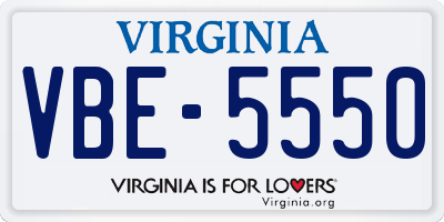 VA license plate VBE5550