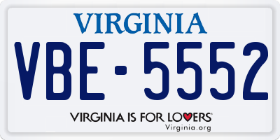 VA license plate VBE5552