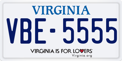 VA license plate VBE5555