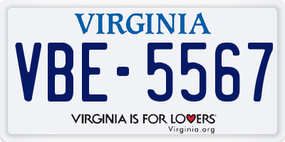 VA license plate VBE5567