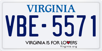VA license plate VBE5571