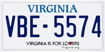 VA license plate VBE5574