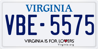 VA license plate VBE5575