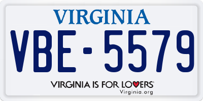 VA license plate VBE5579
