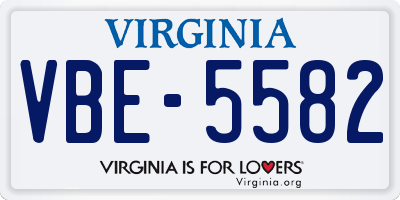 VA license plate VBE5582